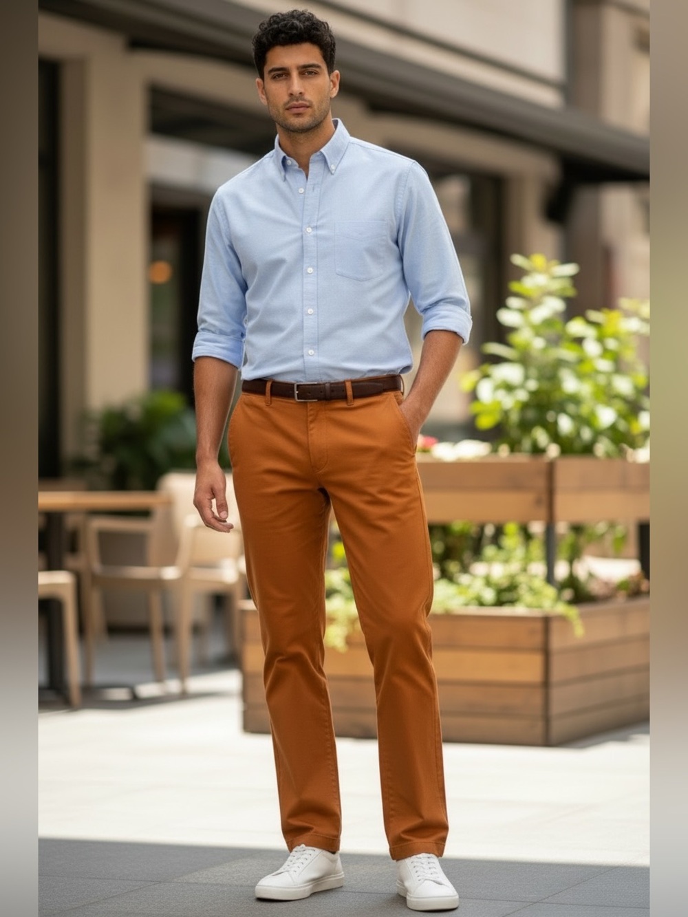 Hiltl for Gary's Ultimate Trouser Men's Work Chino Pants Orange 36x38 Stretch